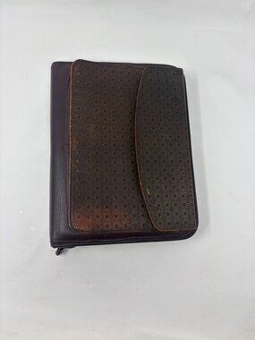 Franklin Covey Vintage Brown Leather Zip Organizer Planner Binder 8 Ring